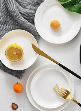 白色陶瓷平盘10个盘5吐英JAO寸吃碟具大号骨碟家用骨餐瓷子小碟子