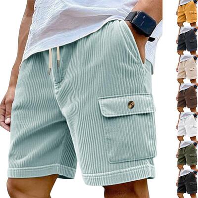 Summer New Corduroy Multi-pocket Five-point Shorts Men's