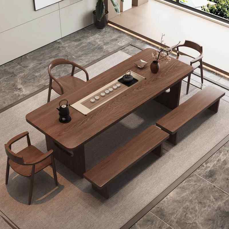 实木茶合椅组现桌代SRZ简约轻奢功夫泡桌子办公室新中茶式茶台桌