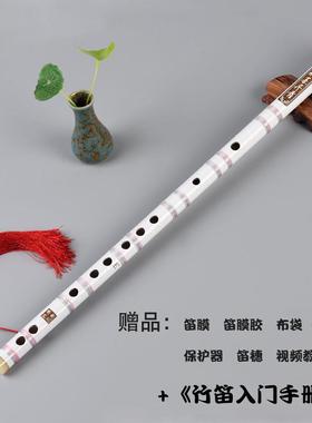 新款长笛乐器初初学者子学成人零基础笛黑横色学生苦竹笛笛白紫色