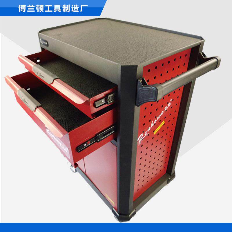手推车式移动收纳工具柜汽修维修车间带两层抽屉双开门式工具车