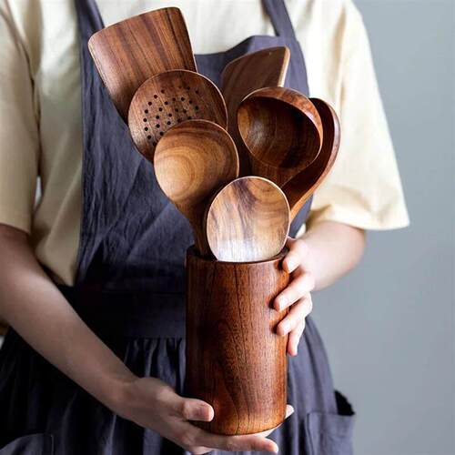 Wood Kitchenware Cooking Set Household Spatula Spoon Set Sal