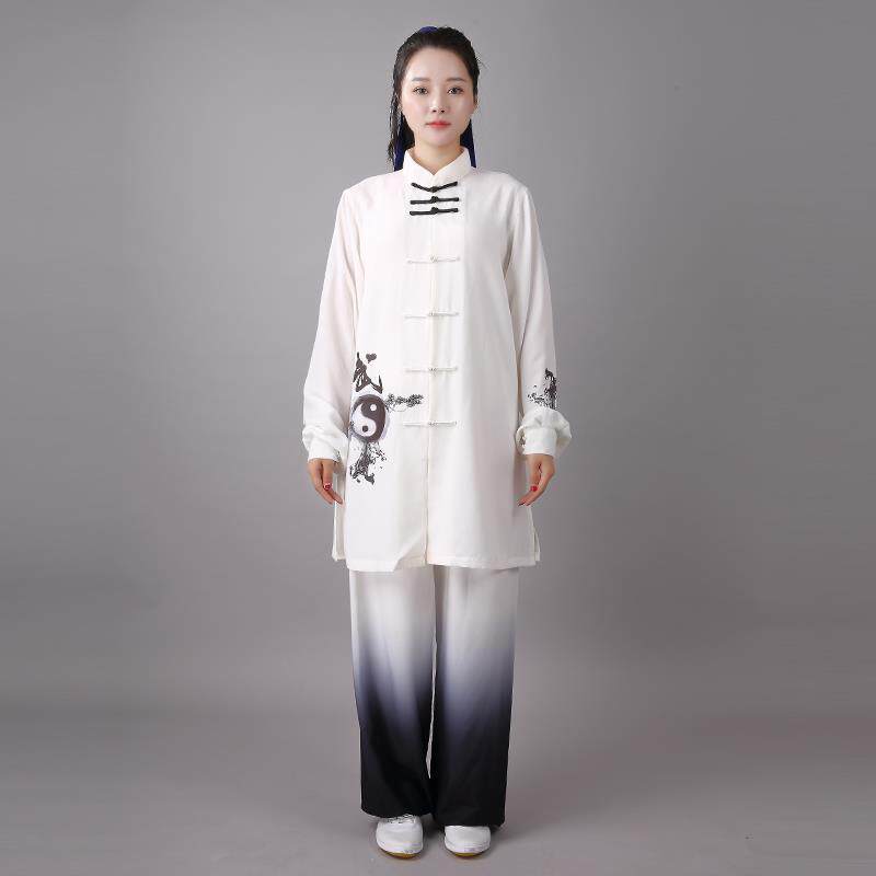 高档新款太极服飘武字彩绘水墨三套男女件练功武术表逸演服中国风