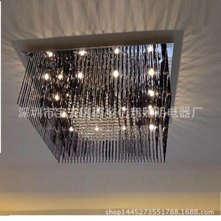 led吸顶灯水晶灯长方形客厅灯黑色现代简约卧室灯具厂家