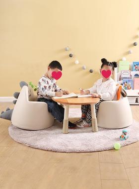 实木儿童花生桌宝宝学桌习小TPX子幼儿桌园桌椅套实装木手工桌