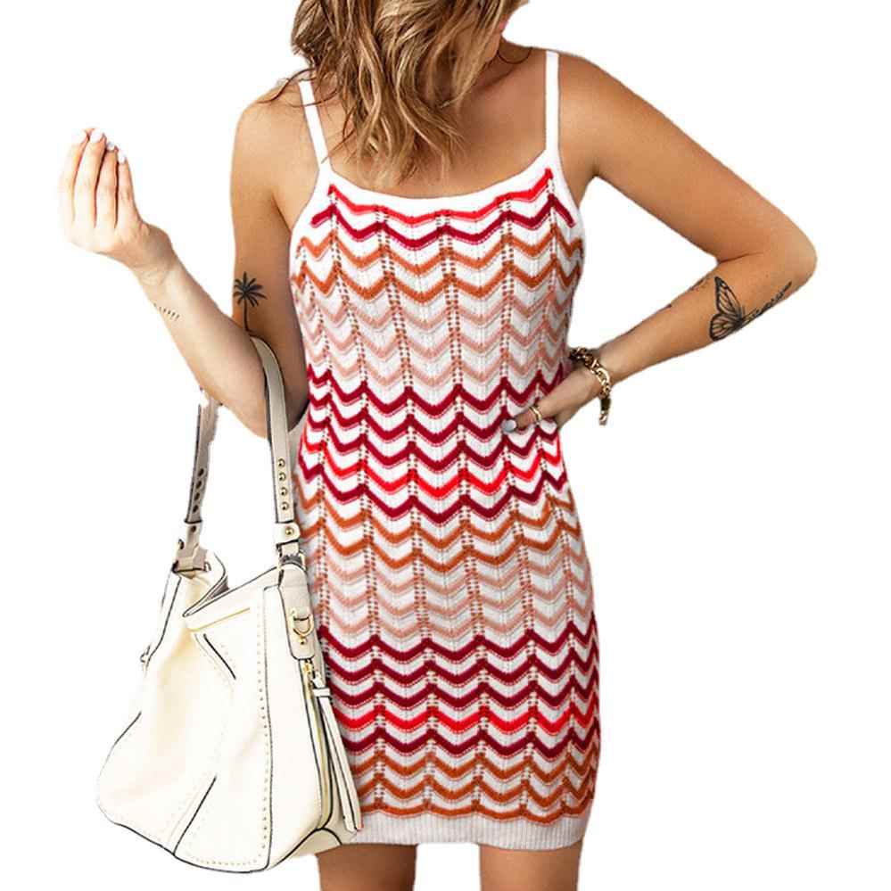 womens aesthetic sundress summer wavy striped print