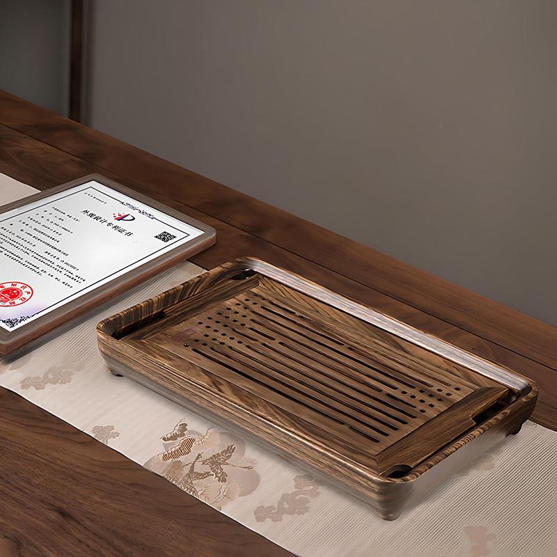 唐实木茶盘客厅家用简约干泡台汉茶托托 现古夷苏木代功盘夫茶具