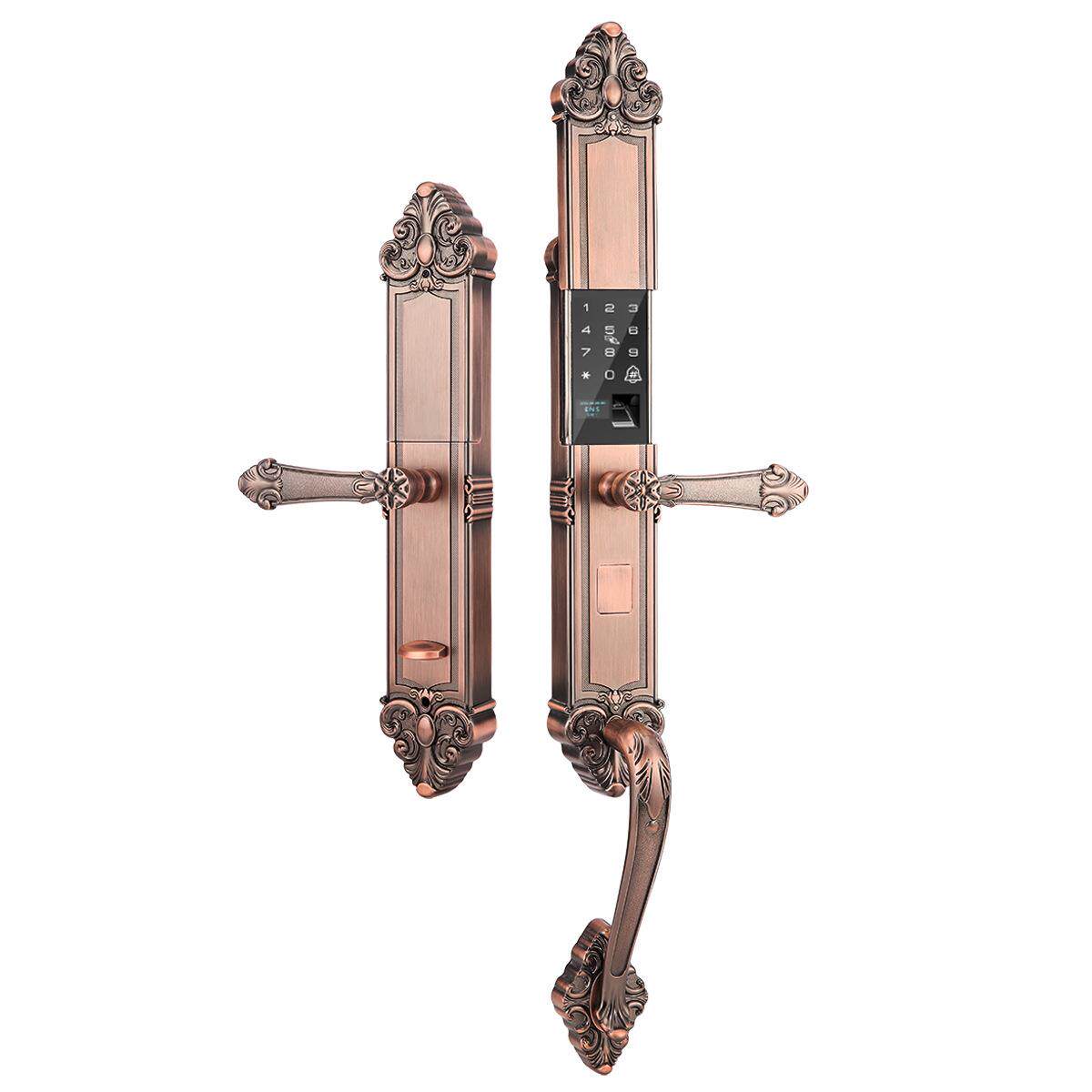 大家用指纹锁手带把盗门密码锁欧式电子防锁刷卡乡村别墅EEP双开