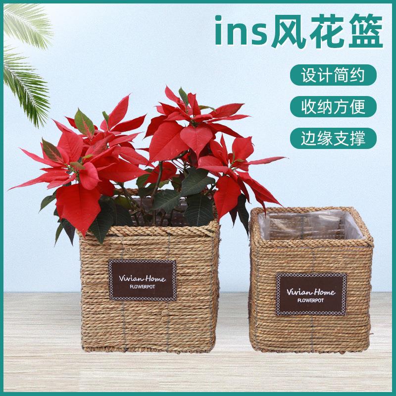 新款直销编织花篮藤柳编收纳篮工艺品草编手提装饰手提便携