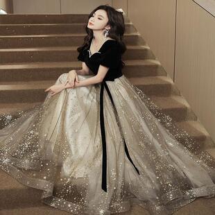 艺考主持人演出晚礼服十八18岁生日宴会黑色2024新款成人女伴娘服