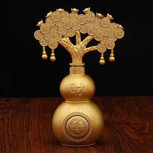 饰品家居发财树招财摆件金属工艺品 摇钱树葫芦转转时来运转百福装