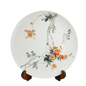 景德镇青花瓷仿古陶瓷 古典手工绘画摆件 陶瓷工艺品摆件水墨瓷盘