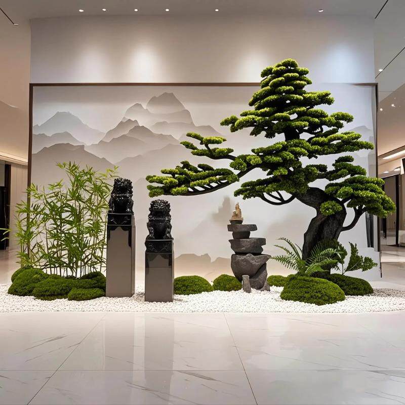仿真迎客松造景假松树大型仿生绿植玄关酒店室内景观植物高端轻奢