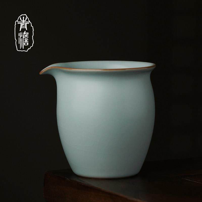 手工汝窑茶海公道杯茶具陶瓷分茶公杯单个景德镇彷古汝瓷开 片可