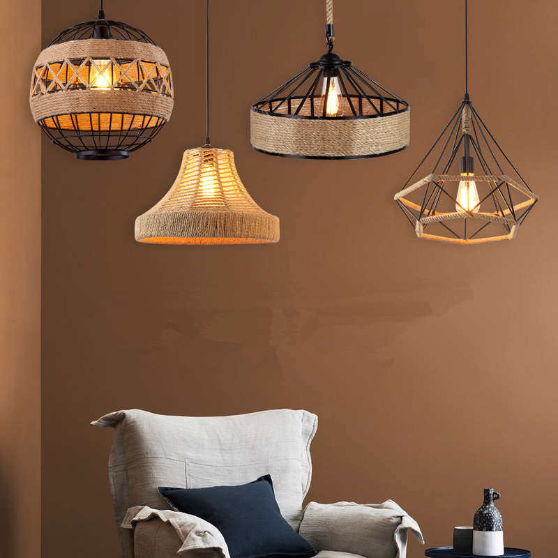 LOFT怀旧复古工业风餐厅酒吧咖啡厅网咖创意个性麻绳厂家单个吊灯,家装灯饰光源,客厅吊灯,淘宝优惠券,粉丝福利购,淘宝优惠卷