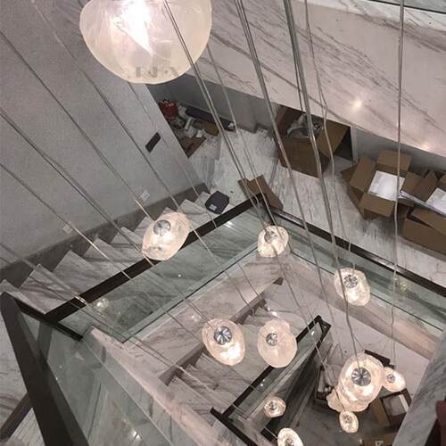 设计师创意玻璃吊灯北欧后现代酒店餐厅吧台复式楼梯工程装饰吊灯
