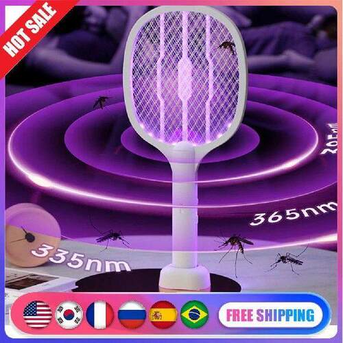 2 in 1 Bug Zapper Racket Safe Fly Zapper Rechargeable Fly