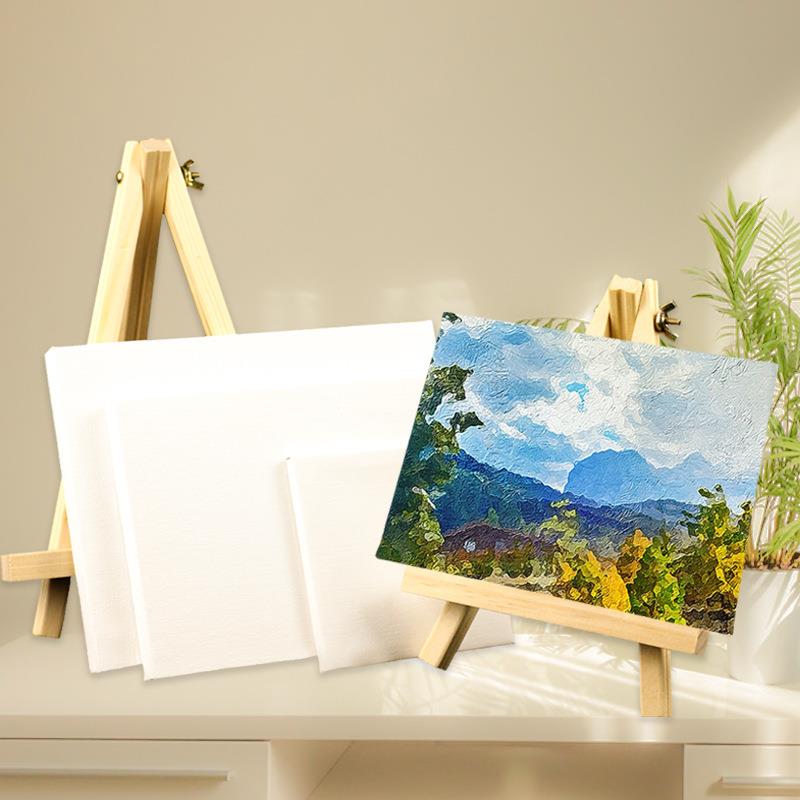 迷你儿童数字油画diy画架手工支架桌面台式实木画板画架一体套装
