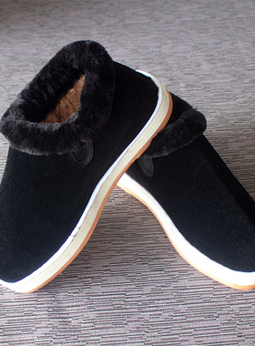 湖南邵阳手工棉布鞋女男冬季加厚保暖灯芯绒牛筋底防滑布棉鞋