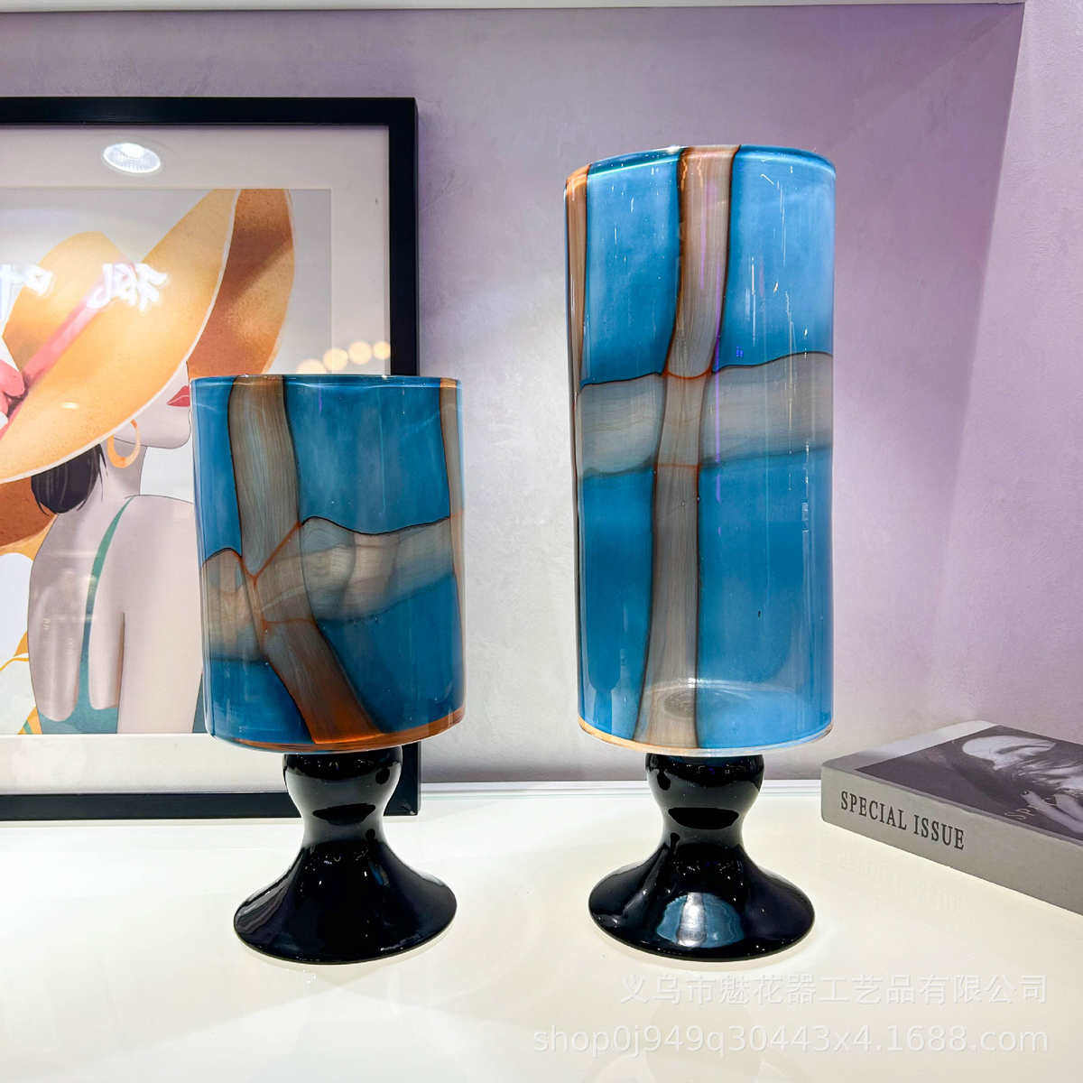样板间民古风器花瓶插花感餐桌灯台中高脚客厅宿酒店高级手工琉璃,家居饰品,花瓶,淘宝优惠券,粉丝福利购,淘宝优惠卷