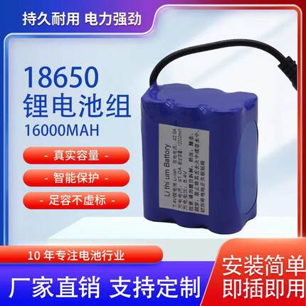 厂家智能投饵船18650电池16000mAh大容量储能可充电12V锂电池