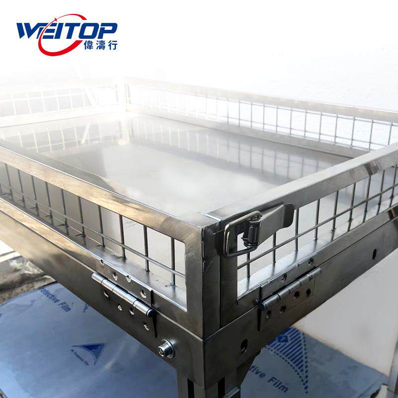 车间物料台车带围栏网格拣货车双边手推车周转车不锈钢