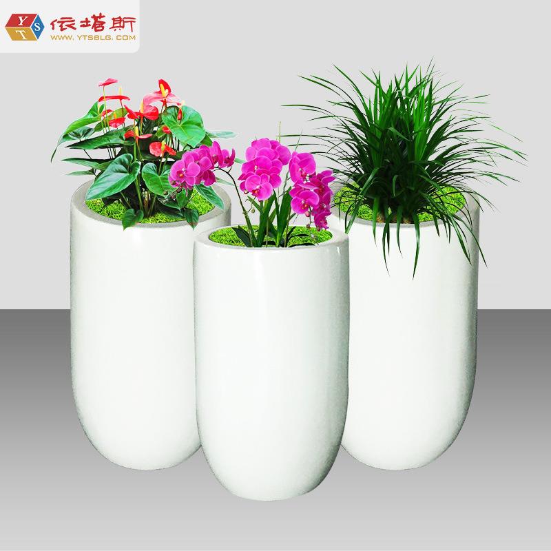 玻璃钢圆形组合花钵花箱家庭园艺绿花工程花圃商场酒店耐腐蚀花盆