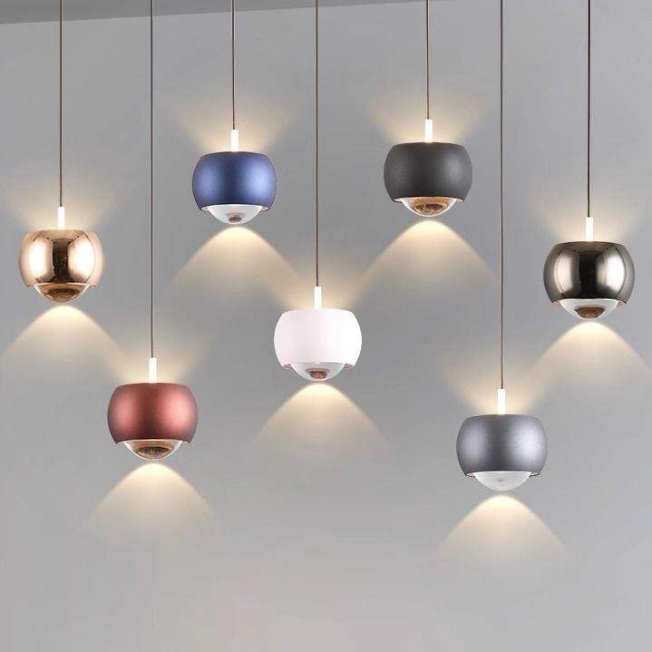 现代简约卧室床头灯设计师极简餐厅吧台灯圆球轻奢升降调节小吊灯