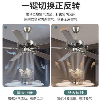 美式大风力无灯吊扇客厅餐厅商用仿古风扇变频静音工业电风扇灯