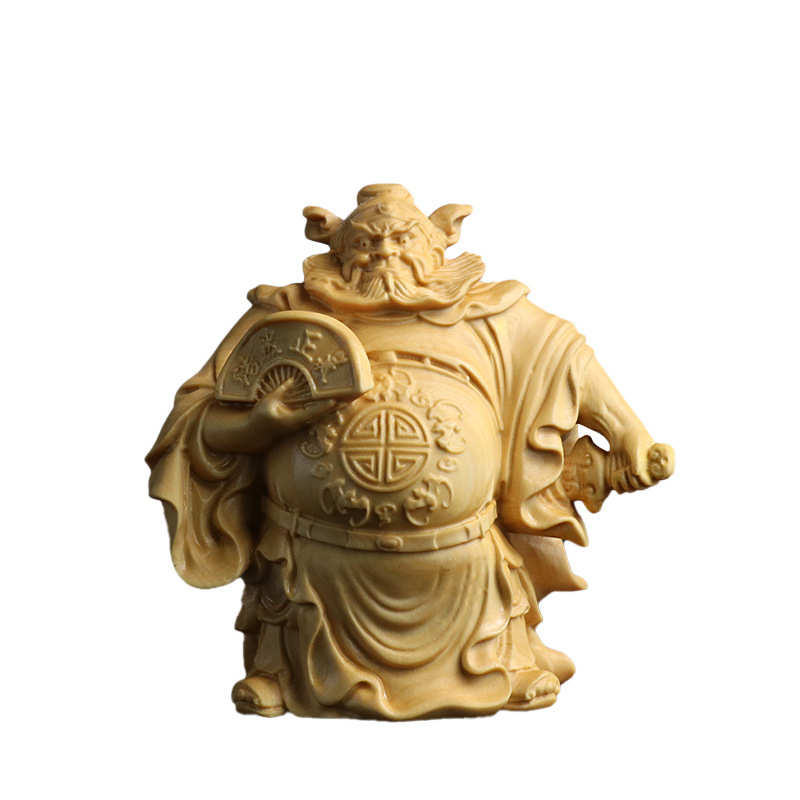 黄杨木雕天师钟馗家居装饰品客厅玄关木质工艺品手把件文玩摆件
