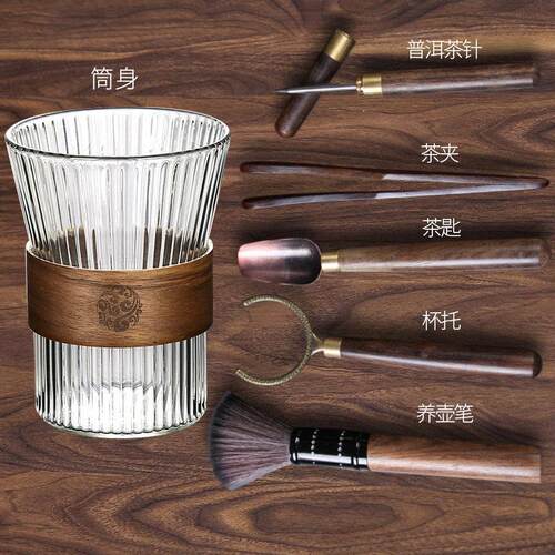 黑檀茶道六君子茶夹功夫茶具配件大全茶勺茶刀泡茶工具6六件套装