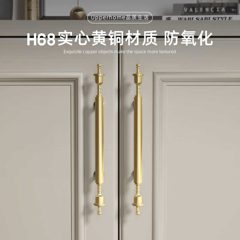 皇冠黄铜柜门拉手金色欧式法式美式纯铜大衣柜抽屉橱柜餐边柜把手,住宅家具,拉手,淘宝优惠券,粉丝福利购,淘宝优惠卷