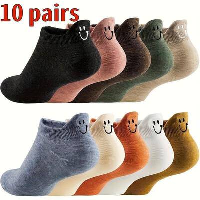 1pcs Cute Face Ankle Socks for Women - Soft & Comfortable