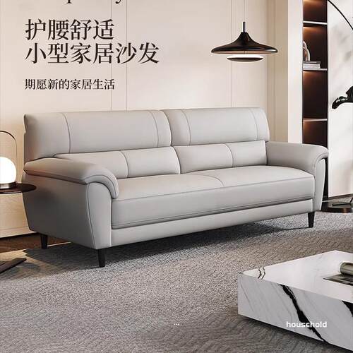 北欧真皮沙发小户型客厅家用三人位皮艺沙发办公商务接待现代简约