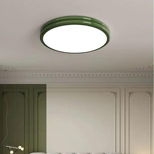 奶油风现代TJE约卧室灯温馨圆形房灯童全光谱护书简眼儿房护眼吸