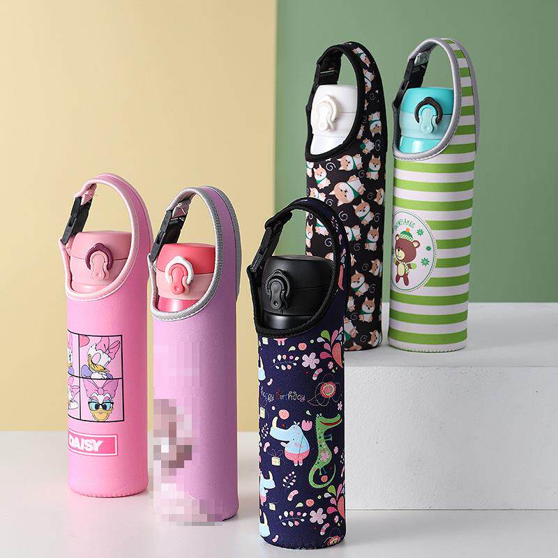 杯套儿童保温杯卡通斜挎保护套带提绳便携水杯隔热保温杯袋子
