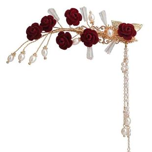 喜婆婆头上戴的花女士盘头花喜婆婆头饰高端结婚妈妈盘头发饰发簪