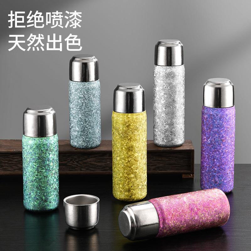 纯钛保温杯双层钛男女士高档水杯钛晶焖泡茶杯高颜值茶水分离杯子
