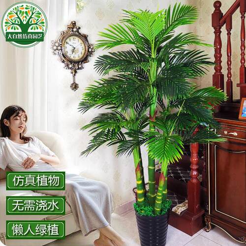 彷真植物盆景室内大型绿色造景落地盆栽假树散尾葵假花客厅装饰花