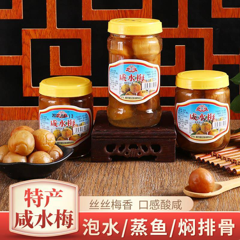 潮汕咸水梅腌制咸酸梅青竹梅子罐头盐水梅开胃梅盐渍梅肉广东特产