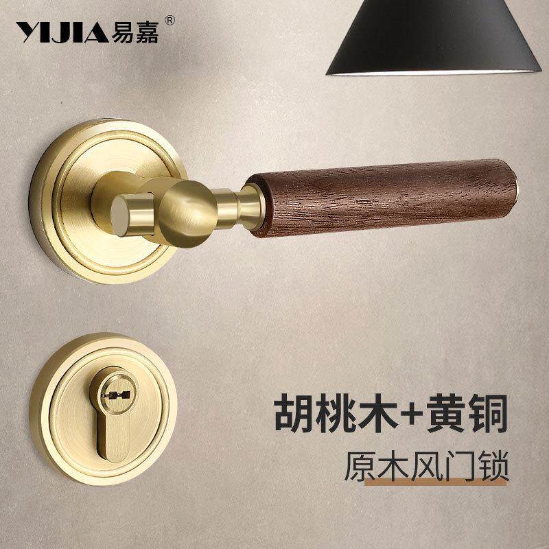 法式金色分体室内卧室家用美式房间门把手复古房门磁吸静音门锁