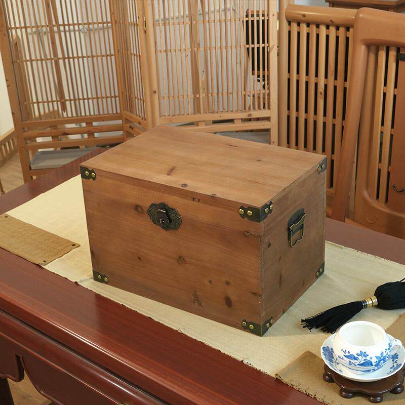 定制覆古木箱带锁实木箱子装饰收纳箱木盒子装饰长方形带盖子置物