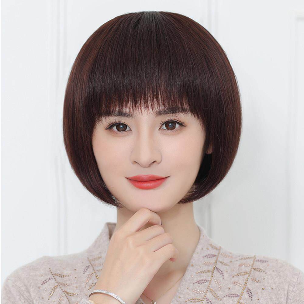 自然短直波波头全真发假发套 逼真透气可遮白发 丝丝缘短直发假发
