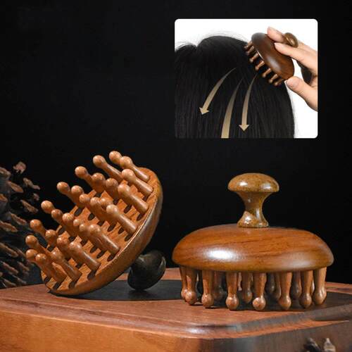 75X75X60mm Wooden Mushroom Shape Disc Massage Comb Head Mass