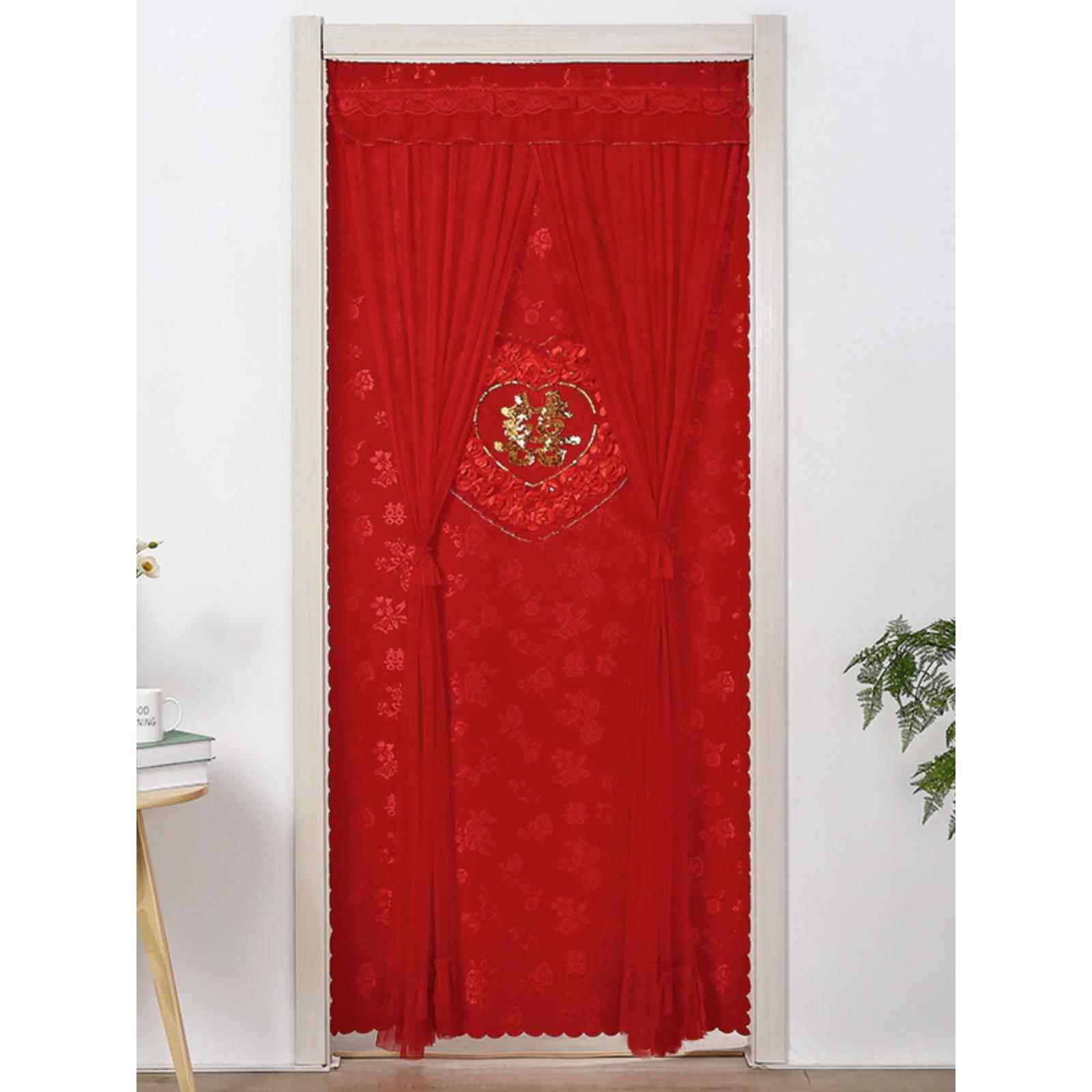 婚庆用品婚庆词婚庆房喜庆红门帘防蚊纱帘花边窗帘隔断窗帘家居长