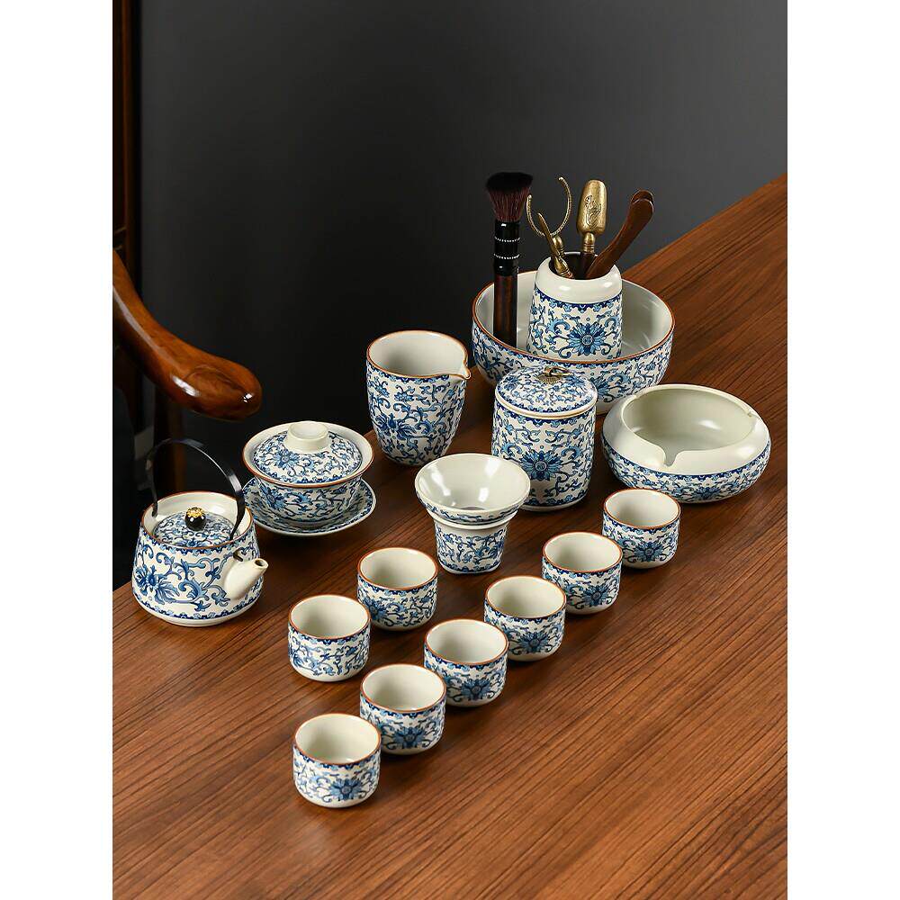 景德镇汝窑茶具家用功夫盖碗茶壶茶杯2025新款陶瓷泡茶壶套装高档
