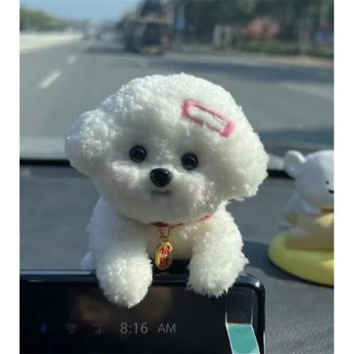 比熊泰迪狗狗车内饰品摆件汽车中控台车载装饰用品玩偶手作招财狗