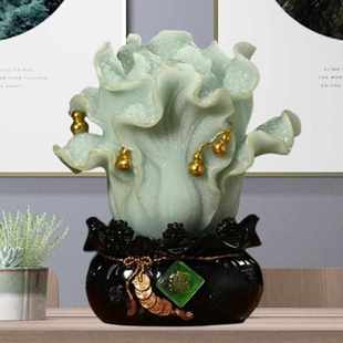百财玉白菜摆件客厅家居玄关装 饰树脂工艺品公司吧台店铺开业礼品
