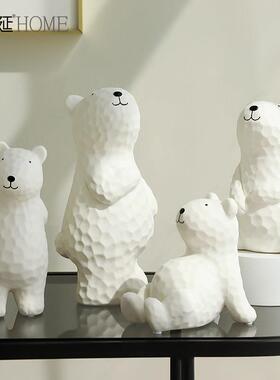 治愈系北欧现代简约陶瓷可爱熊摆件创意家居玄关客厅电视柜装饰品