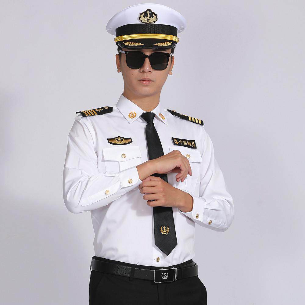新款海员船长制服轮机长水手短袖衬衫邮轮游艇海事船务工作服肩章